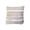18 x 18 Handcrafted Square Jacquard Cotton Accent Throw Pillow; Vintage Applique Embroidery; Brown; White