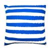 20 x 20 Modern Square Cotton Accent Throw Pillow; Screen Printed Stripes Pattern; Blue; White