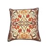 18 x 18 Square Cotton Accent Throw Pillow; Scrolled Floral Pattern; Multicolor