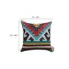 24 x 24 Square Handwoven Cotton Dhurrie Accent Throw Pillow; Aztec Kilim Pattern; Tassels; Multicolor