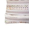 18 x 18 Handcrafted Square Jacquard Cotton Accent Throw Pillow; Vintage Applique Embroidery; Brown; White