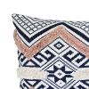 18 x 18 Handcrafted Square Jacquard Cotton Accent Throw Pillow; Geometric Tribal Pattern; White; Black; Beige