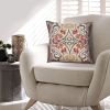 18 x 18 Square Cotton Accent Throw Pillow; Scrolled Floral Pattern; Multicolor