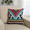 24 x 24 Square Handwoven Cotton Dhurrie Accent Throw Pillow; Aztec Kilim Pattern; Tassels; Multicolor