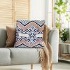 18 x 18 Handcrafted Square Jacquard Cotton Accent Throw Pillow; Geometric Tribal Pattern; White; Black; Beige