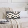 12 x 20 Rectangular Handwoven Jacquard Accent Lumbar Throw Pillow; Sequins; Geometric Design; White; Black