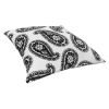 20 x 20 Square Accent Throw Pillow; Paisley Print; With Filler; Black; White