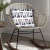 20 x 20 Modern Square Cotton Accent Throw Pillow; Triangular Pattern; Gray; White