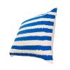 20 x 20 Modern Square Cotton Accent Throw Pillow; Screen Printed Stripes Pattern; Blue; White
