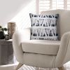 20 x 20 Modern Square Cotton Accent Throw Pillow; Triangular Pattern; Gray; White