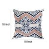18 x 18 Handcrafted Square Jacquard Cotton Accent Throw Pillow; Geometric Tribal Pattern; White; Black; Beige