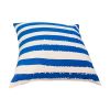 20 x 20 Modern Square Cotton Accent Throw Pillow; Screen Printed Stripes Pattern; Blue; White