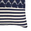18 x 18 Handwoven Square Cotton Accent Throw Pillow; Classic Striped Pattern; Textured; White; Blue
